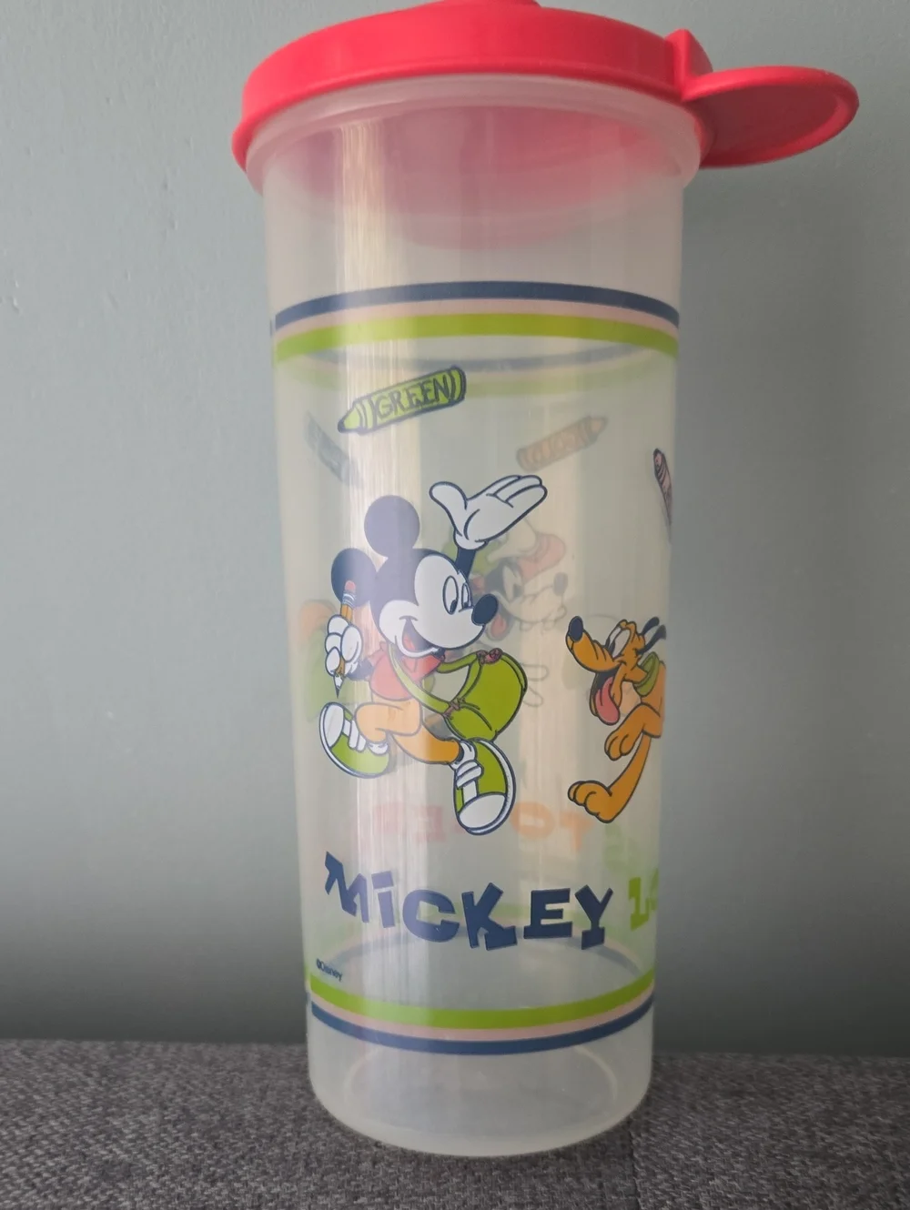 Disney Mickey Mouse Kids Tumbler/ Pencil Holder  with Red Lid